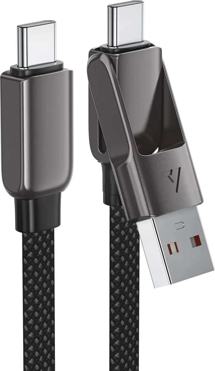 Kabllo Acefast C13-05 USB-C në USB-A/USB-C, 0.2m, 480Mb/s, 3A, e zezë - 4