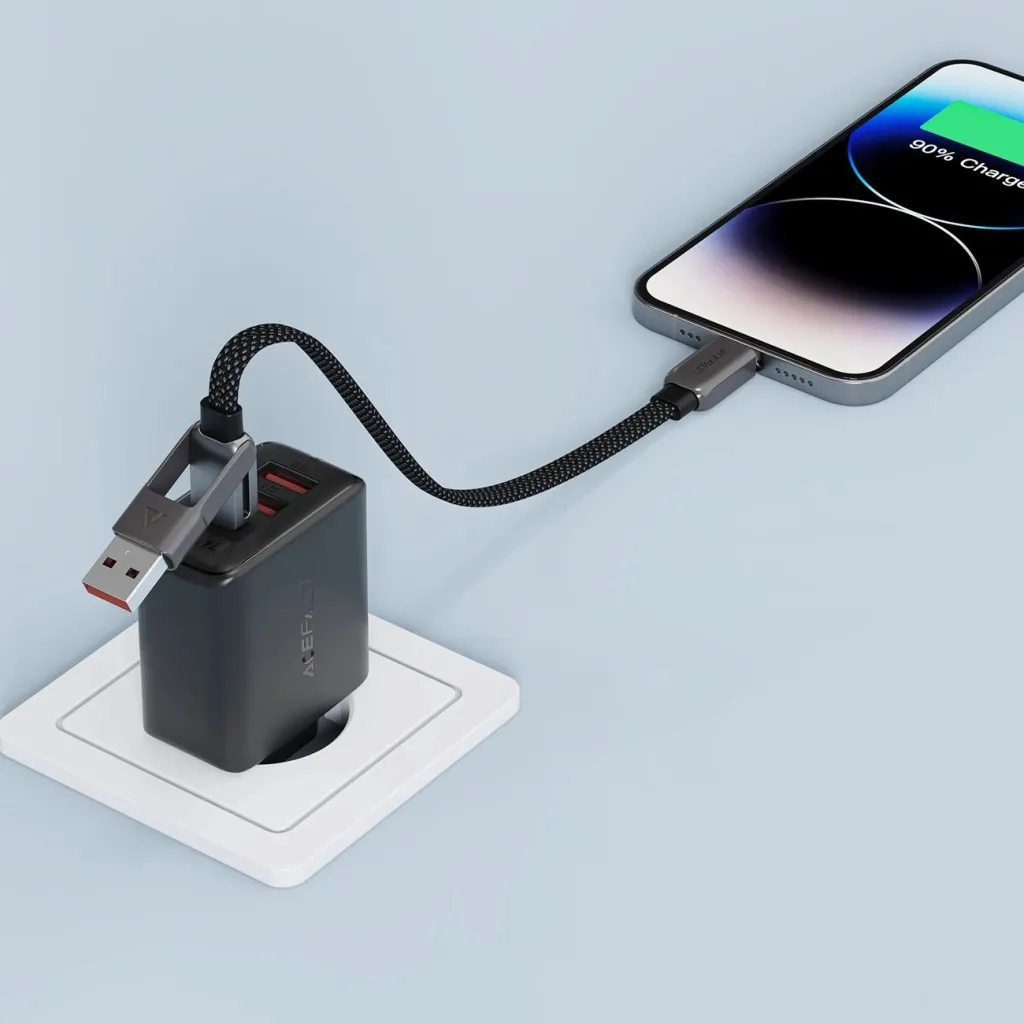 Kabllo Acefast C13-05 USB-C në USB-A/USB-C, 0.2m, 480Mb/s, 3A, e zezë - 7