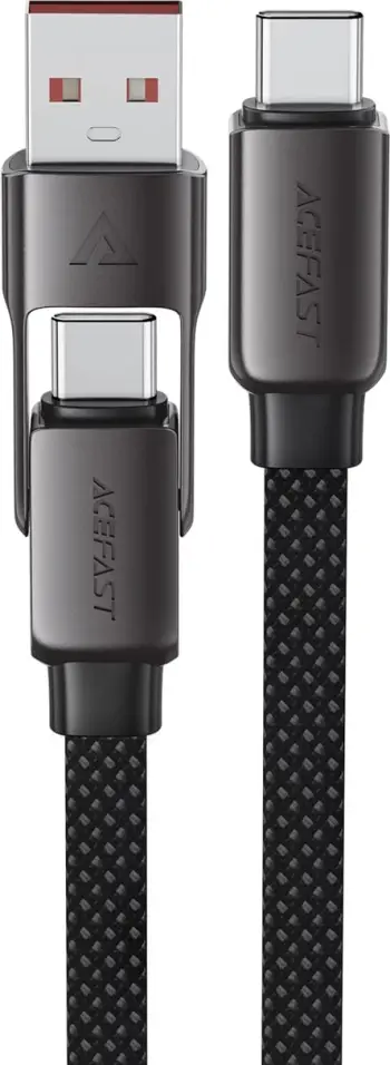 Kabllo Acefast C13-05 USB-C në USB-A/USB-C, 0.2m, 480Mb/s, 3A, e zezë