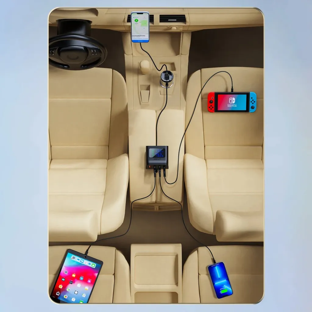 Karikues veture Acefast B8, 90W, 3x USB, 1x USB Type-C, me ekran, i zi - 11