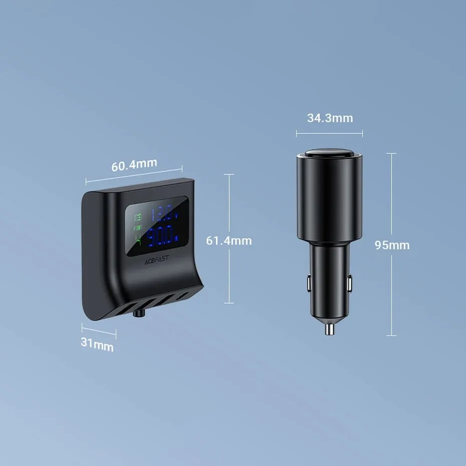 Karikues veture Acefast B8, 90W, 3x USB, 1x USB Type-C, me ekran, i zi - 17