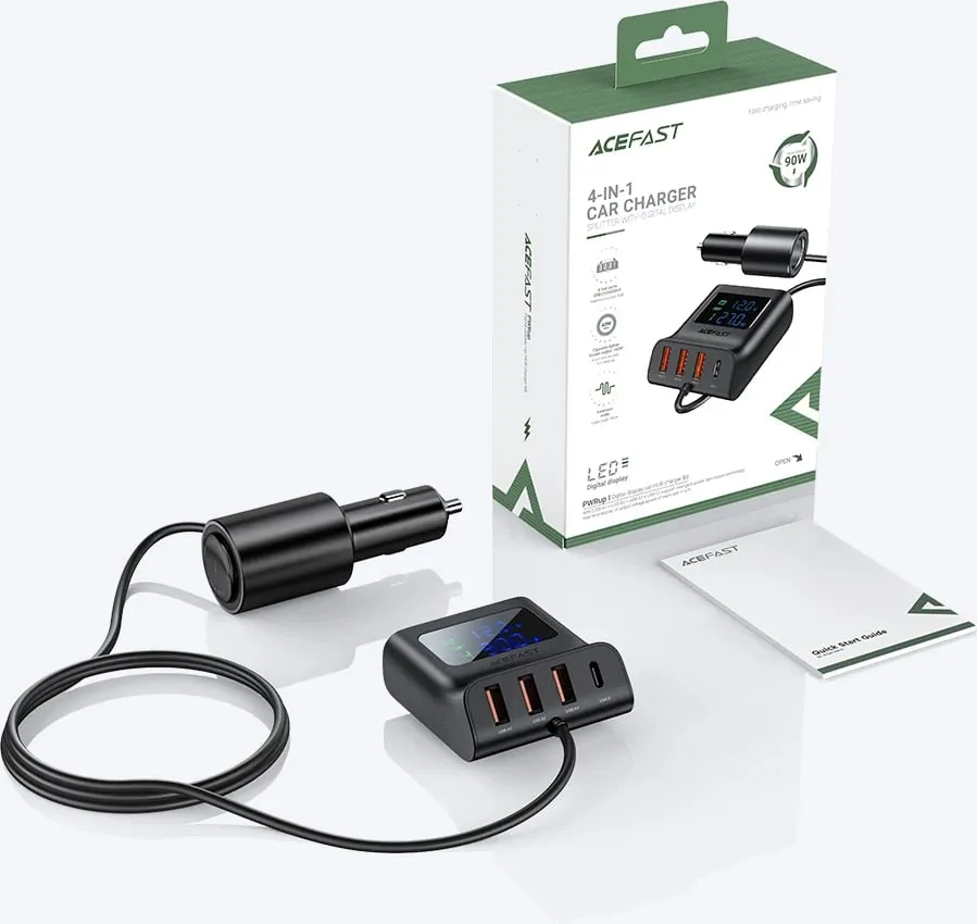 Karikues veture Acefast B8, 90W, 3x USB, 1x USB Type-C, me ekran, i zi - 18