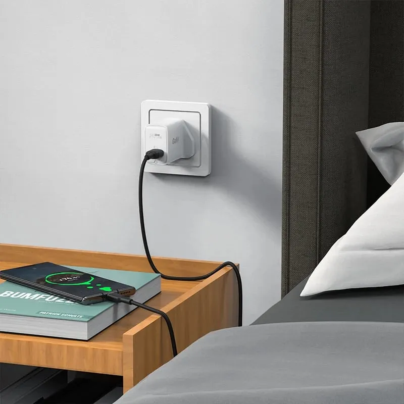 Karikues muri Acefast A24, USB-C, 30W, GaN, prizë UK, Bardhë - 4
