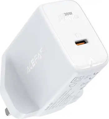 Karikues muri Acefast A24, USB-C, 30W, GaN, prizë UK, Bardhë
