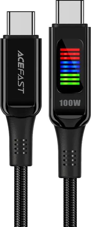 Kabllo Acefast C7-03 USB-C në USB-C, 1.2m, 100W, me ekran, e zezë