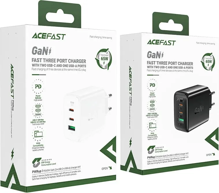 Karikues i shpejtë murit Acefast A41, 65W, 2x USB-C / USB-A, i bardhë - 5