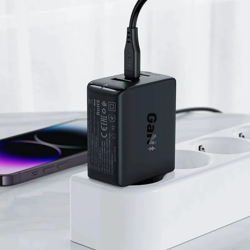 Karikues i shpejtë murit Acefast A41, 65W, 2x USB-C / USB-A, i bardhë - 6