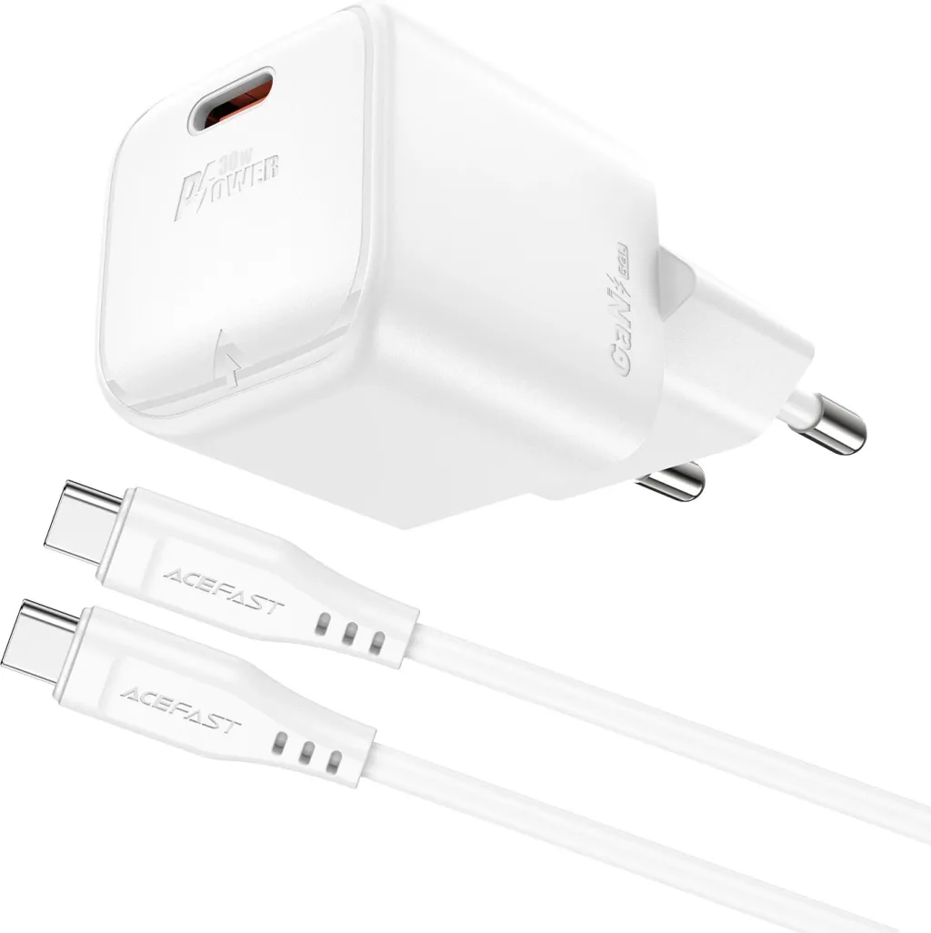 Karikues muri Acefast A77 Mini me GaN, 30W, me kabllo USB-C, Bardhë - 2