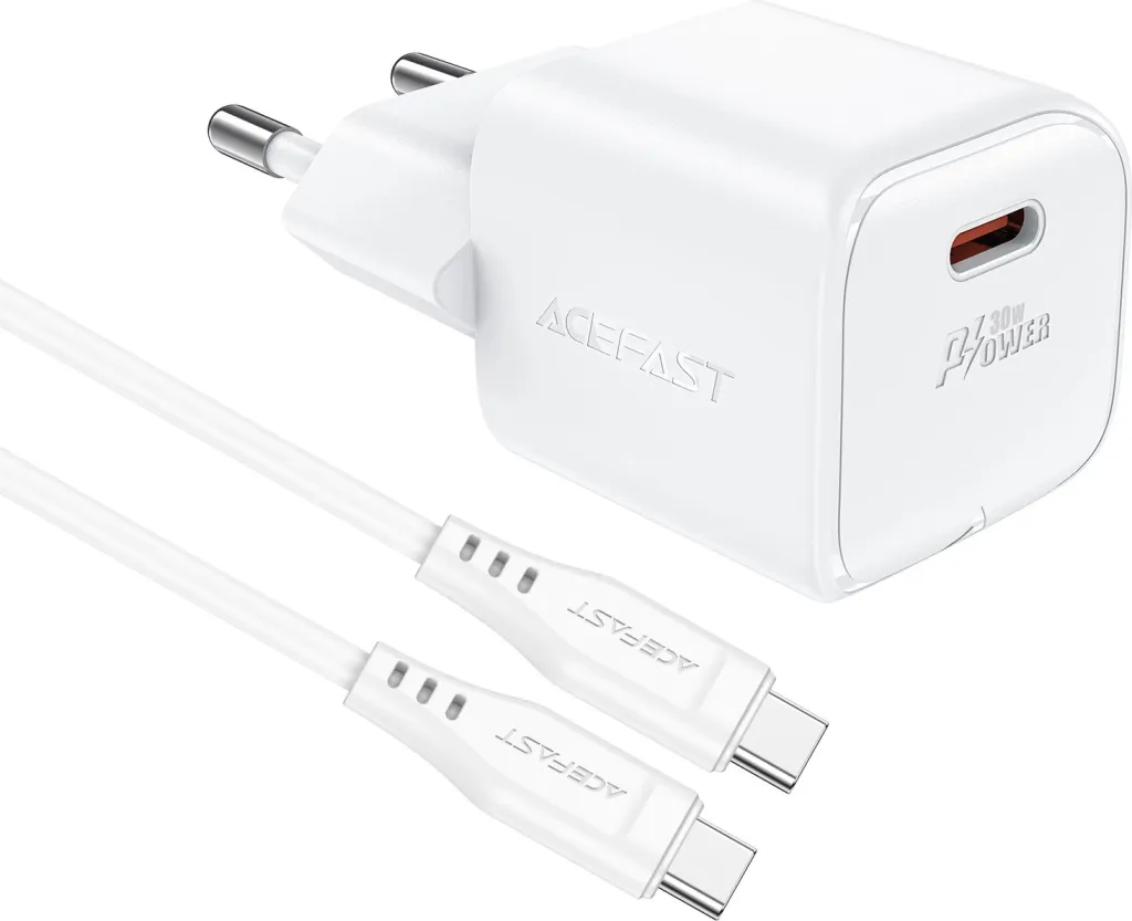 Karikues muri Acefast A77 Mini me GaN, 30W, me kabllo USB-C, Bardhë - 4
