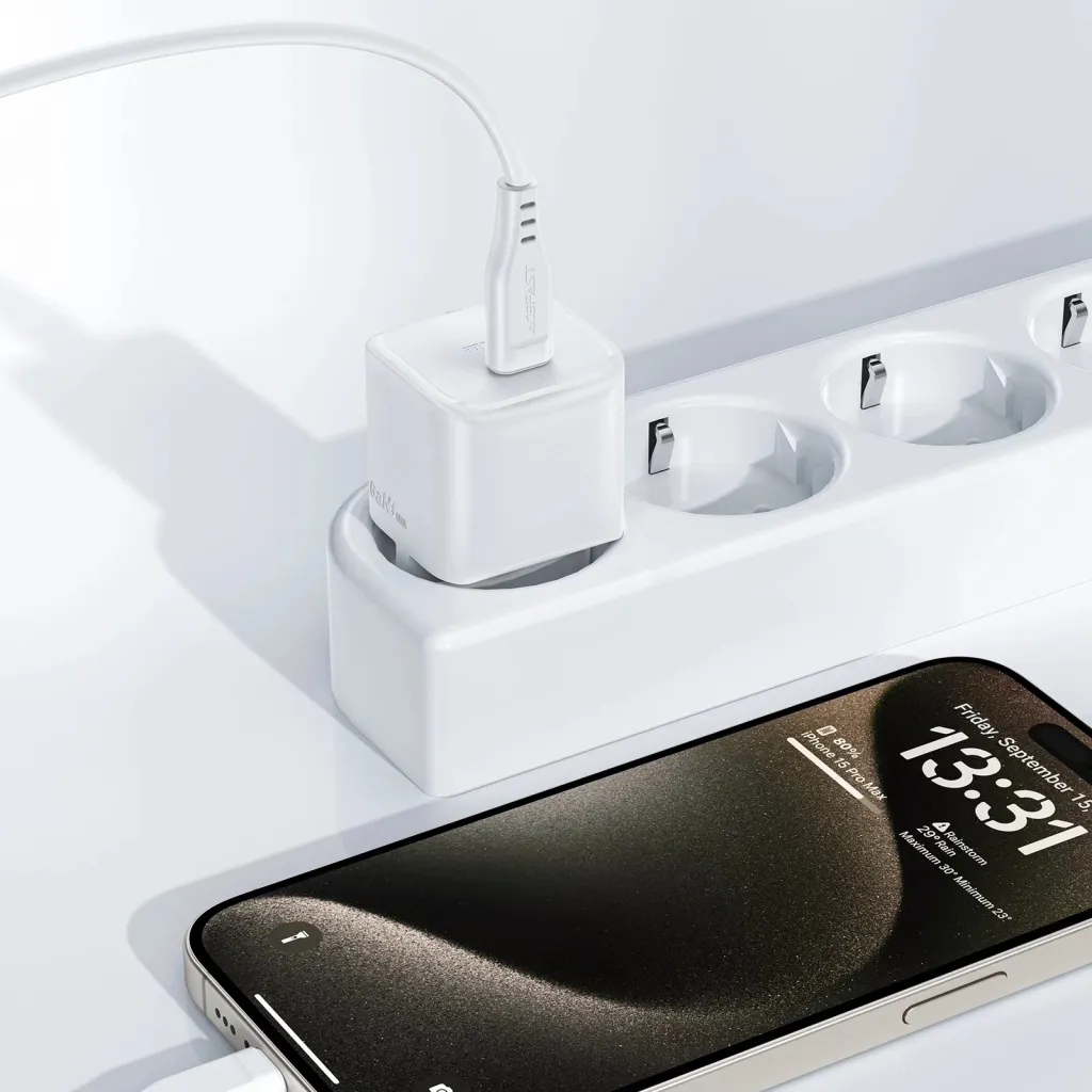 Karikues muri Acefast A77 Mini me GaN, 30W, me kabllo USB-C, Bardhë - 5