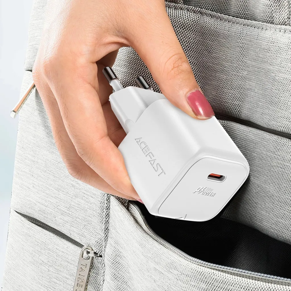 Karikues muri Acefast A77 Mini me GaN, 30W, me kabllo USB-C, Bardhë - 6