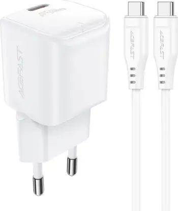 Karikues muri Acefast A77 Mini me GaN, 30W, me kabllo USB-C, Bardhë