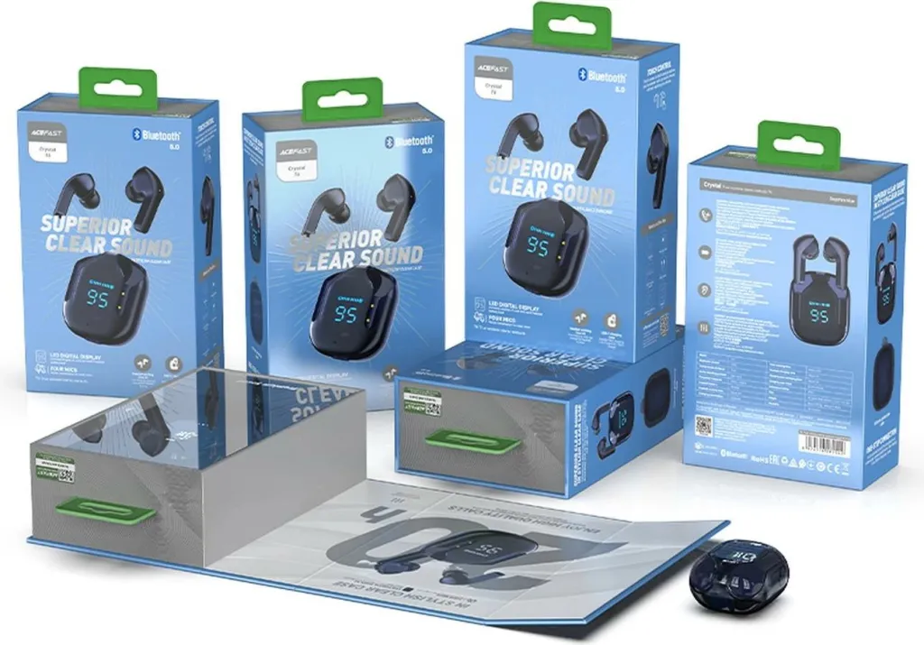 Kufje Acefast T6 TWS wireless, Bluetooth, me ekran LED, Blu - 20