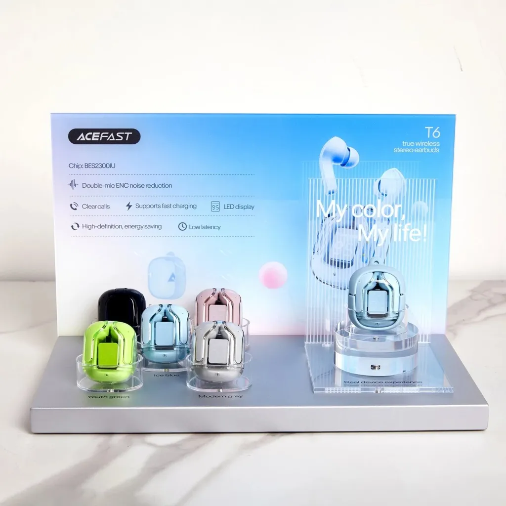 Kufje Acefast T6 TWS wireless, Bluetooth, me ekran LED, Blu - 21