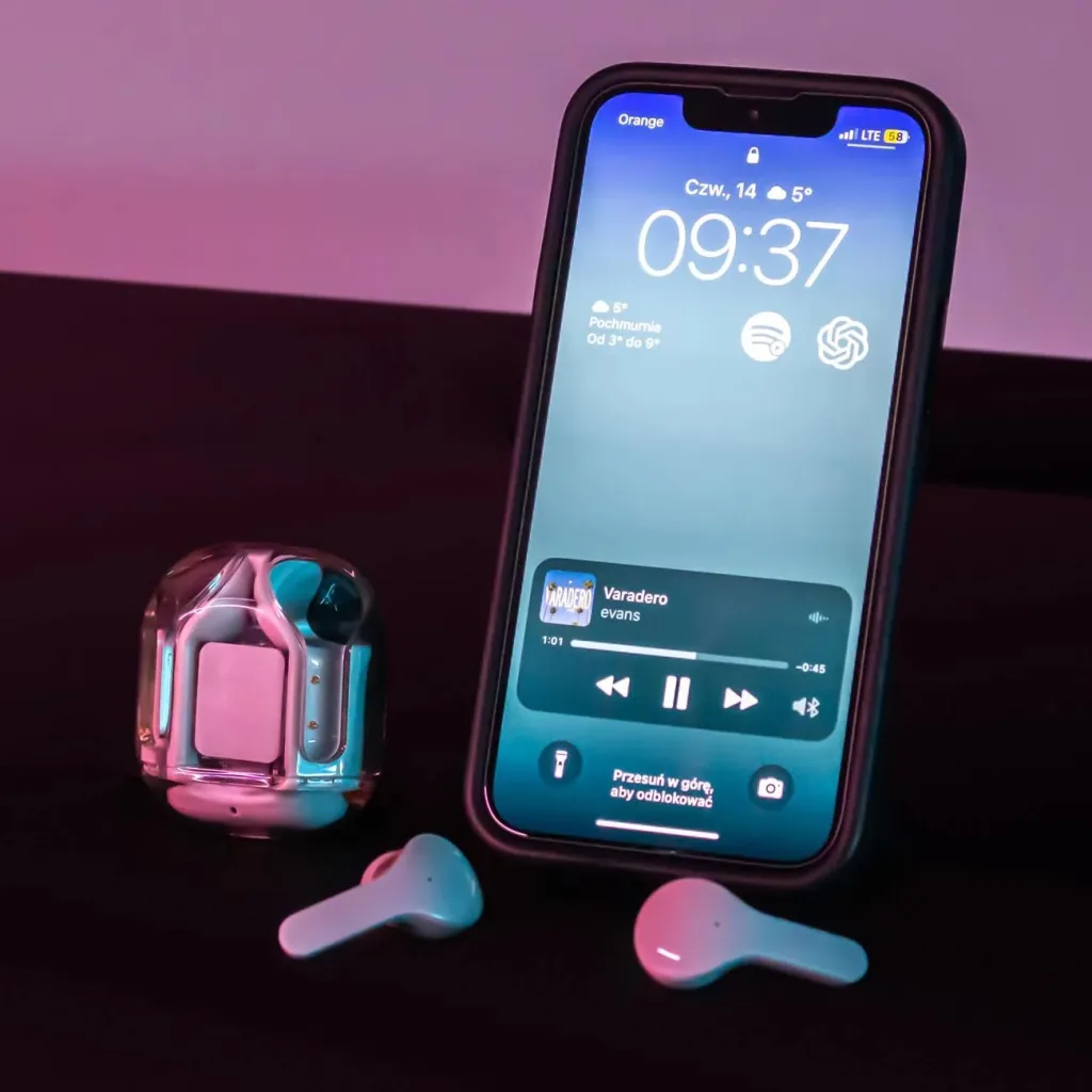 Kufje Acefast T6 TWS wireless, Bluetooth, me ekran LED, Blu - 4