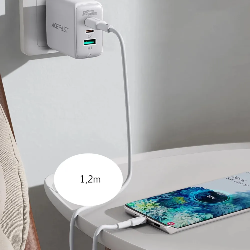 Kabllo Acefast C2-03-C-C USB-C në USB-C, 1.2m, 60W, e bardhë - 11