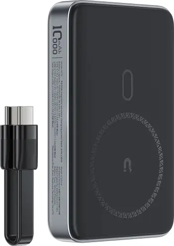 Powerbank Acefast M10, 10000 mAh, 2x USB-C PD 30W, karikim me valë 15W, me kabllo, e zezë