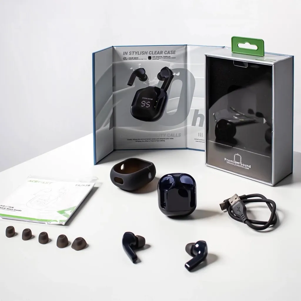 Kufje Acefast T6 TWS Bluetooth, in-ear, me ekran LED, rozë - 18