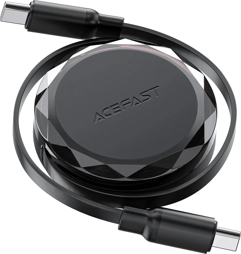 Kabllo USB-C në USB-C Acefast C13-03, 60W, mekanizëm tërheqës, e zezë - 1