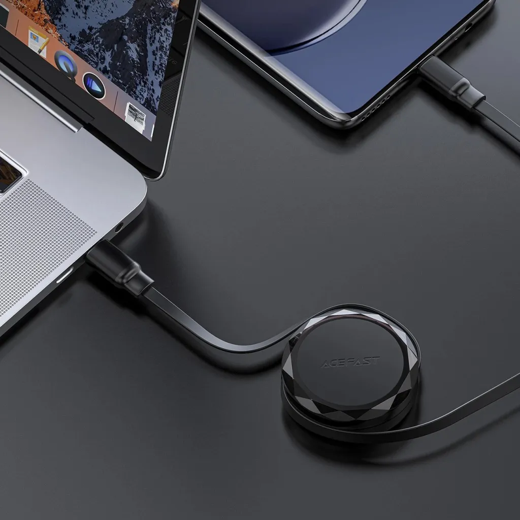Kabllo USB-C në USB-C Acefast C13-03, 60W, mekanizëm tërheqës, e zezë - 5