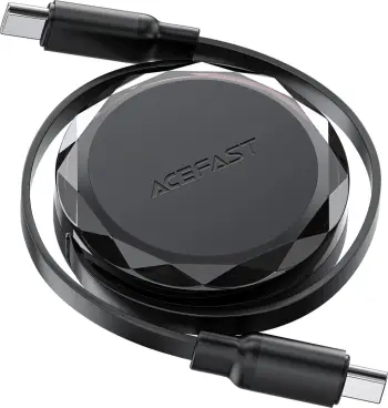 Kabllo USB-C në USB-C Acefast C13-03, 60W, mekanizëm tërheqës, e zezë