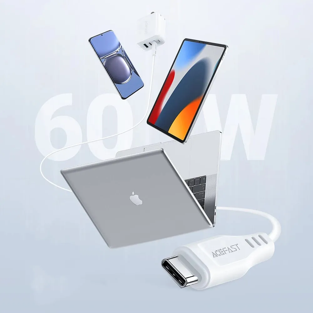 Kabllo Acefast C3-03 USB-C në USB-C, 1.2m, 60W, e bardhë - 6