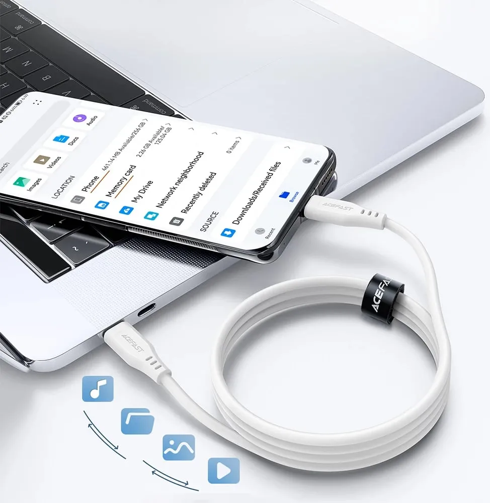 Kabllo Acefast C3-03 USB-C në USB-C, 1.2m, 60W, e bardhë - 7