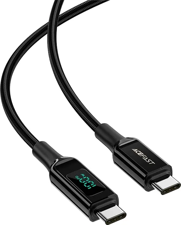 Kabllo Acefast C6-03 USB-C në USB-C, 2m, 100W, Ekran, e zezë - 1