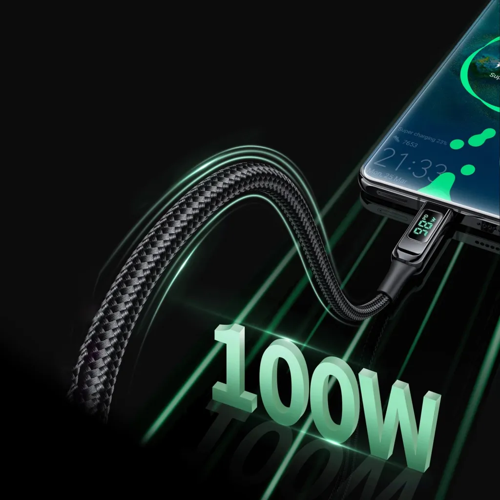 Kabllo Acefast C6-03 USB-C në USB-C, 2m, 100W, Ekran, e zezë - 7