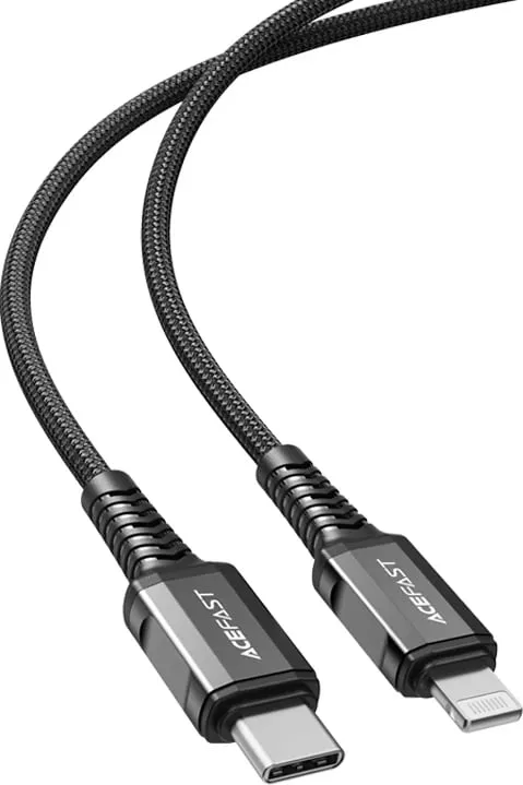 Kabllo Acefast C1-01 USB-C në Lightning, 1.2m, 30W, e zezë - 2
