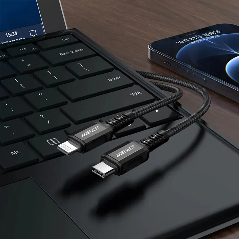 Kabllo Acefast C1-01 USB-C në Lightning, 1.2m, 30W, e zezë - 6