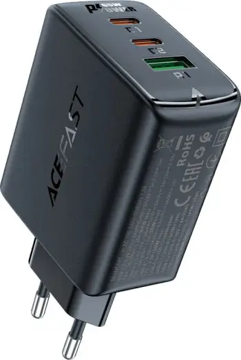 Karikues i shpejtë murit Acefast A41, 65W, 2x USB-C / USB-A, i zi