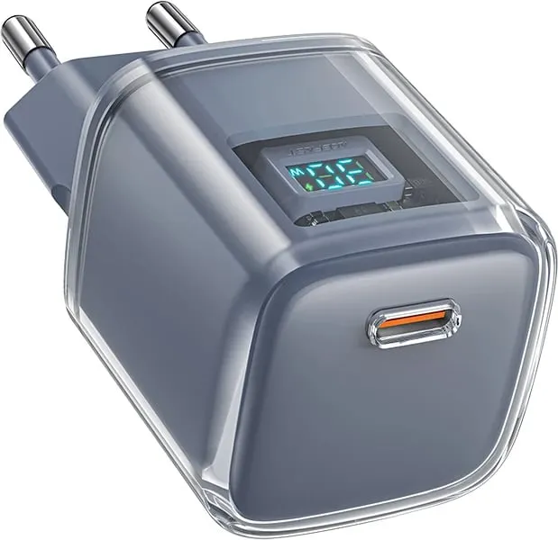 Karikues muri Acefast A53, 30W, USB-C, me ekran LED, Gri - 1