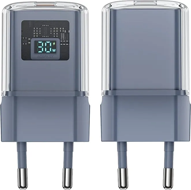 Karikues muri Acefast A53, 30W, USB-C, me ekran LED, Gri - 3