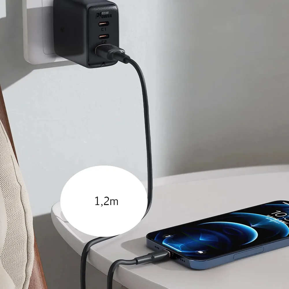 Kabllo Acefast C2-02, USB në Lightning, 1.2m, 2.4A, e zezë - 10
