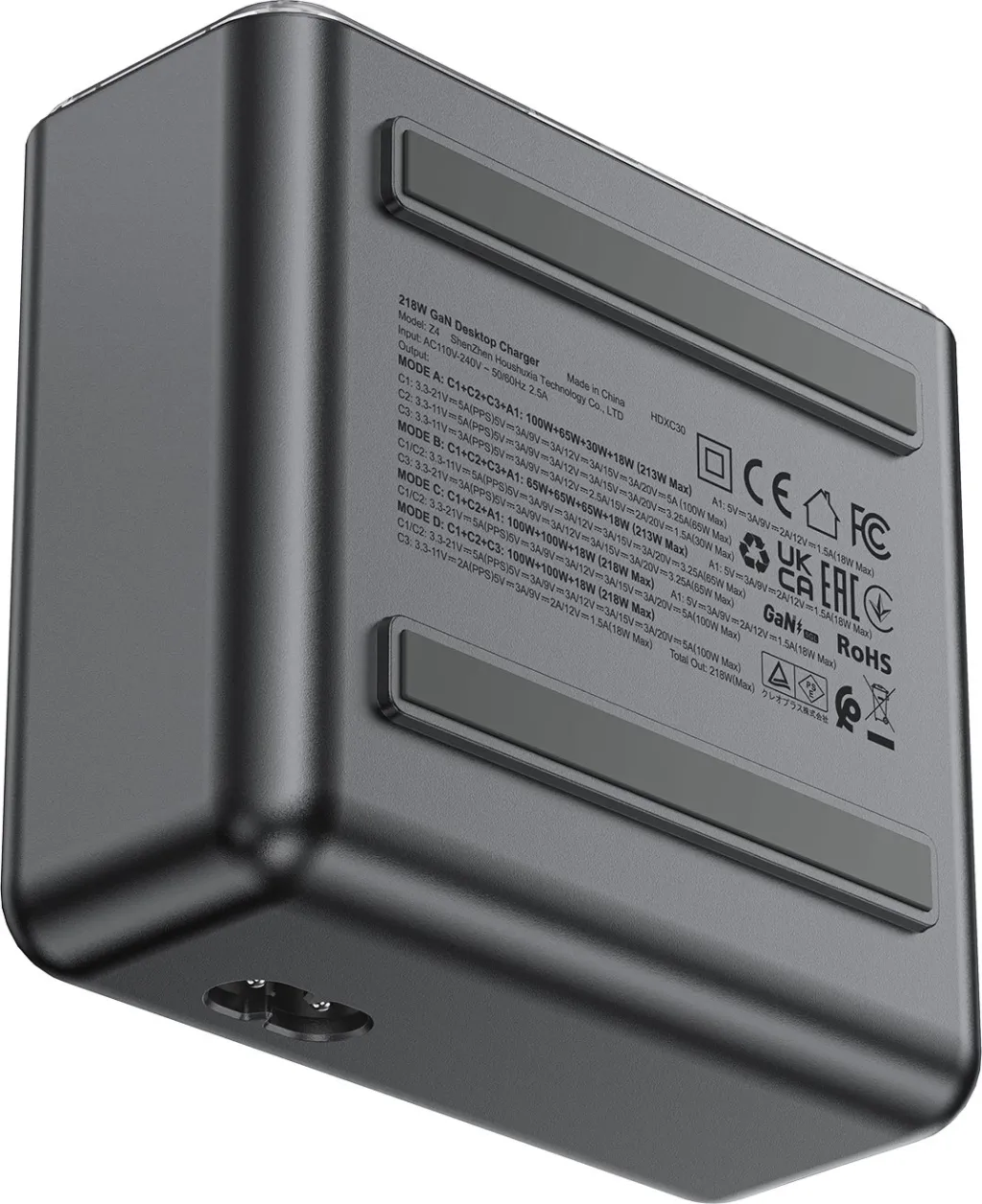 Adapter multifunksional Acefast Z4, 218W, 3x USB-C + 1x USB-A, ekran TFT, Gri - 3
