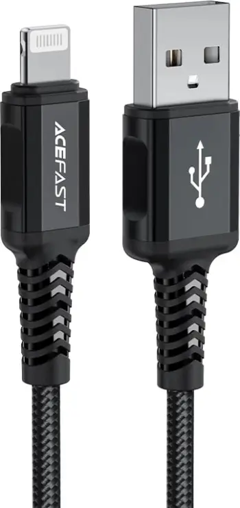 Kabllo Acefast C4-02-A-L, USB në Lightning, 1.8m, 2.4A, e zezë