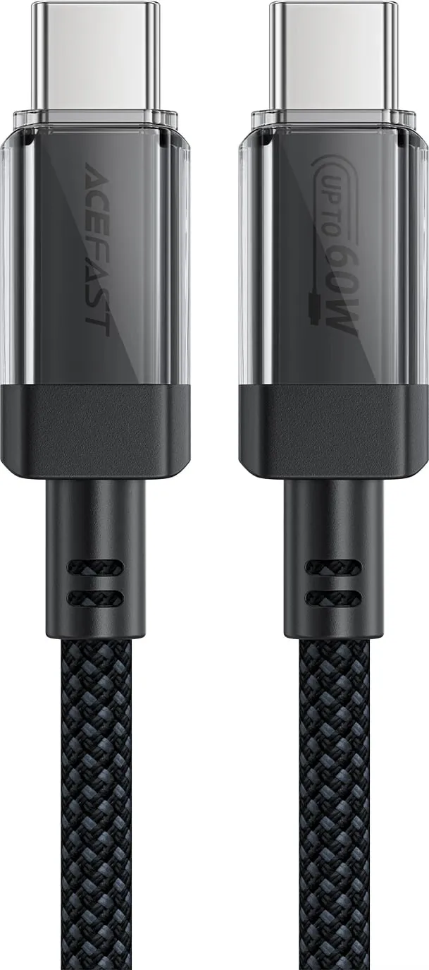 Kabllo USB-C në USB-C Acefast C12-03, 1.2m, 60W, 480Mbps, najlon, e zezë - 1