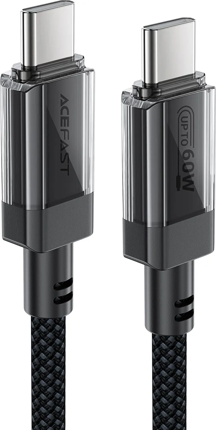 Kabllo USB-C në USB-C Acefast C12-03, 1.2m, 60W, 480Mbps, najlon, e zezë - 2