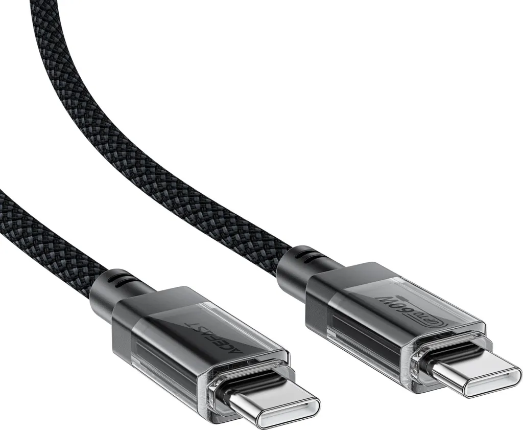 Kabllo USB-C në USB-C Acefast C12-03, 1.2m, 60W, 480Mbps, najlon, e zezë - 3