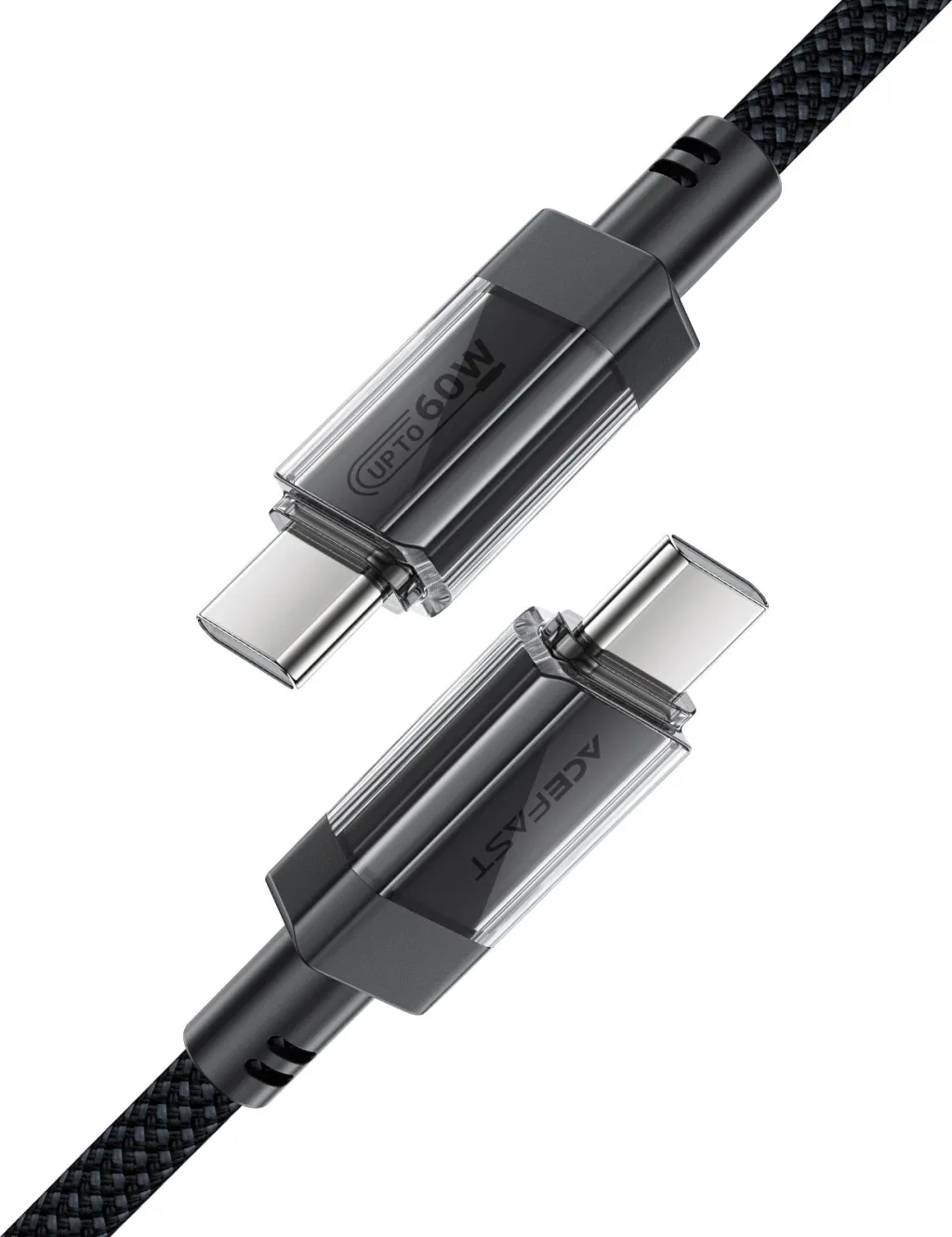 Kabllo USB-C në USB-C Acefast C12-03, 1.2m, 60W, 480Mbps, najlon, e zezë - 4
