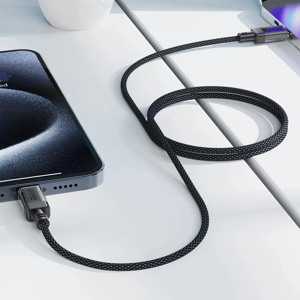 Kabllo USB-C në USB-C Acefast C12-03, 1.2m, 60W, 480Mbps, najlon, e zezë - 6