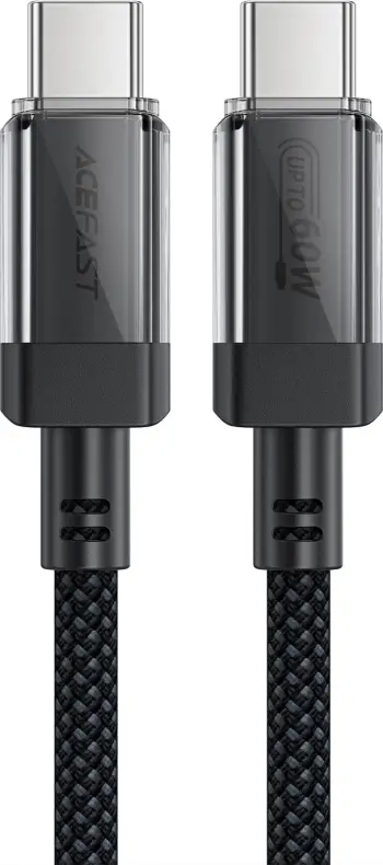 Kabllo USB-C në USB-C Acefast C12-03, 1.2m, 60W, 480Mbps, najlon, e zezë