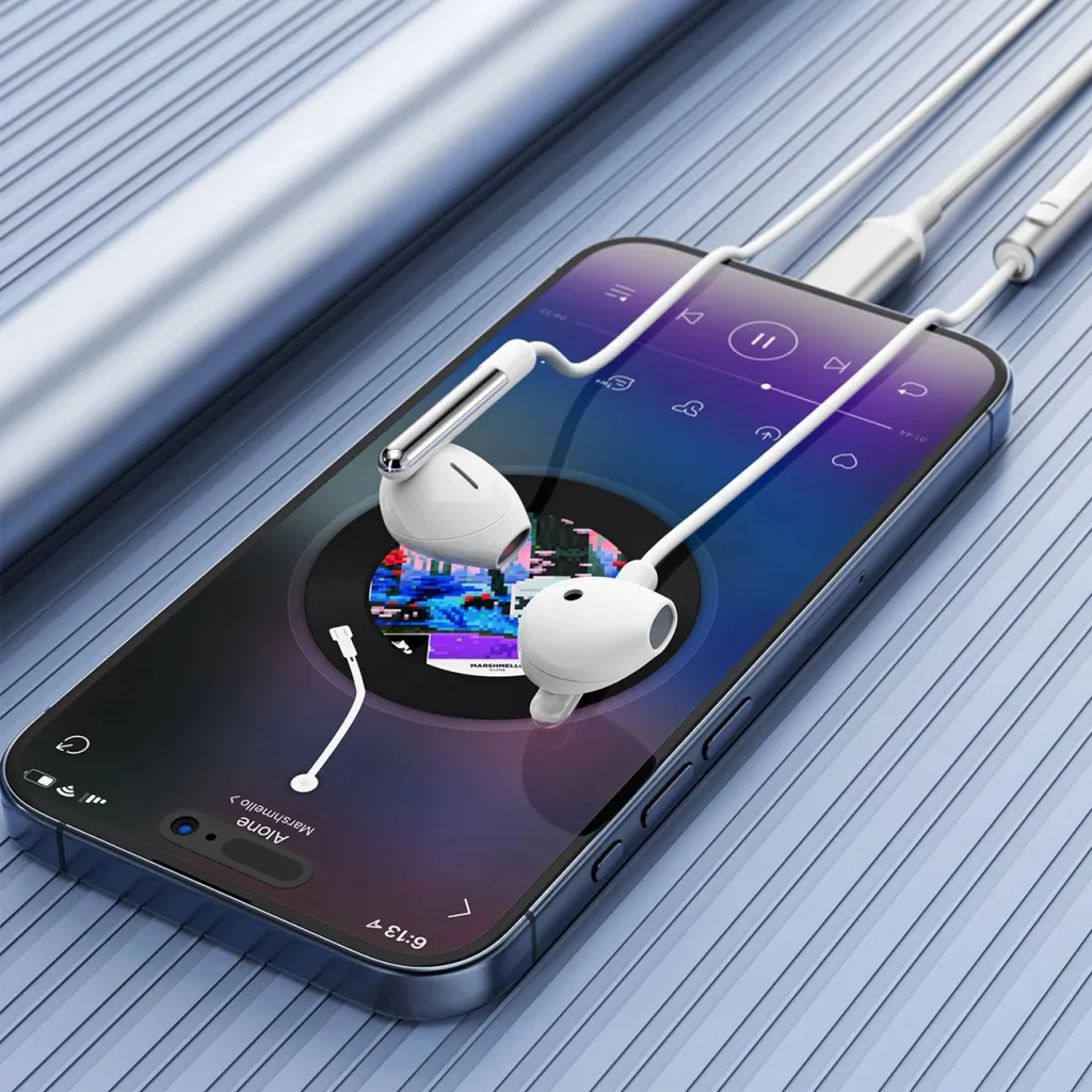 Kufje Acefast L3 me mikrofon, USB-C, të bardha - 6
