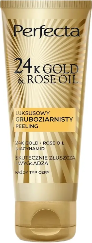 Peeling për fytyrë Perfecta 24K Gold & Rose Oil Luxury Coarse Exfoliating për femra, 75g