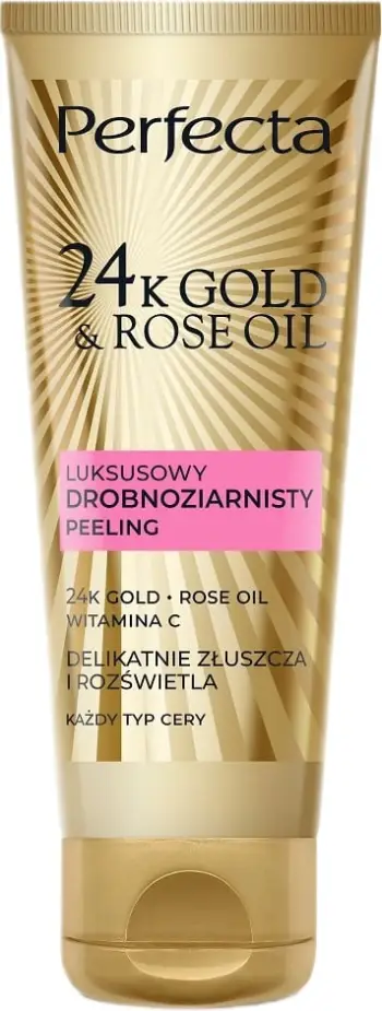 Scrub për fytyrë për femra Perfecta 24K Gold & Rose Oil Luxury Fine Grain, 75g