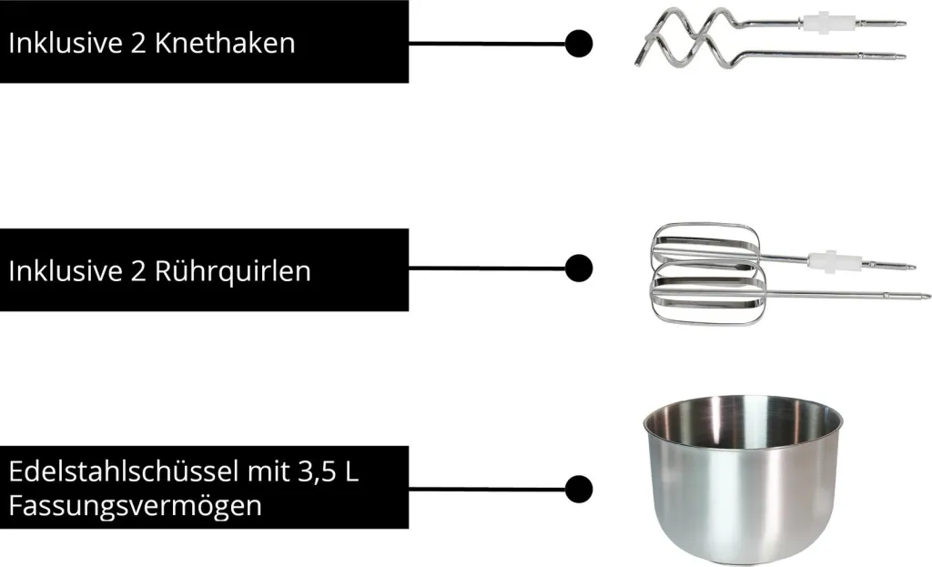 Mikser dore UNOLD 78720, 3.5 L, 500 W, e bardhë - 9