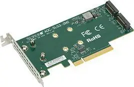 Kartelë shtesë Supermicro AOC-SLG3-2M2, PCIe, M.2, Low-profile, PCIe 3.0, Gjelbër