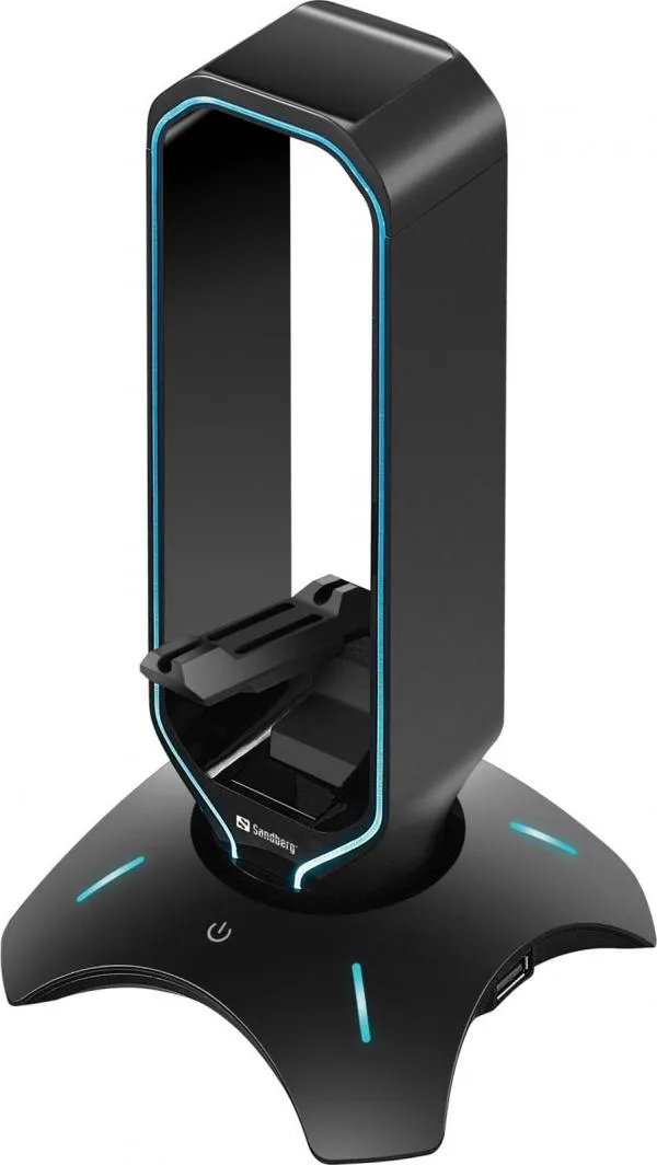 Mbajtëse për kufje Sandberg Bungee, RGB, plastike, e zezë - 1