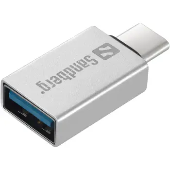 Adapter Sandberg 136-24 USB-C në USB-A / 5cm / argjendtë
